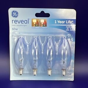 💡 NEW set of 4 GE reveal 60w bulbs for ceiling fans and candelabras